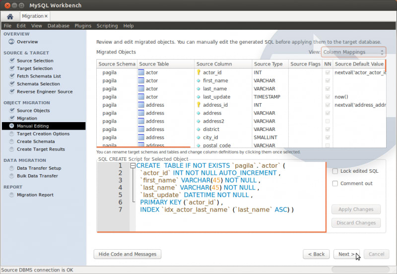 Segment MySQL - Column Mappings